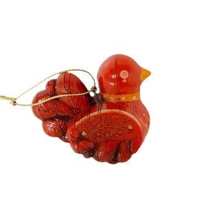 Vintage 1976 Hallmark Ornament Peace Dove Red Bird Folk Art Christmas Decor 3"